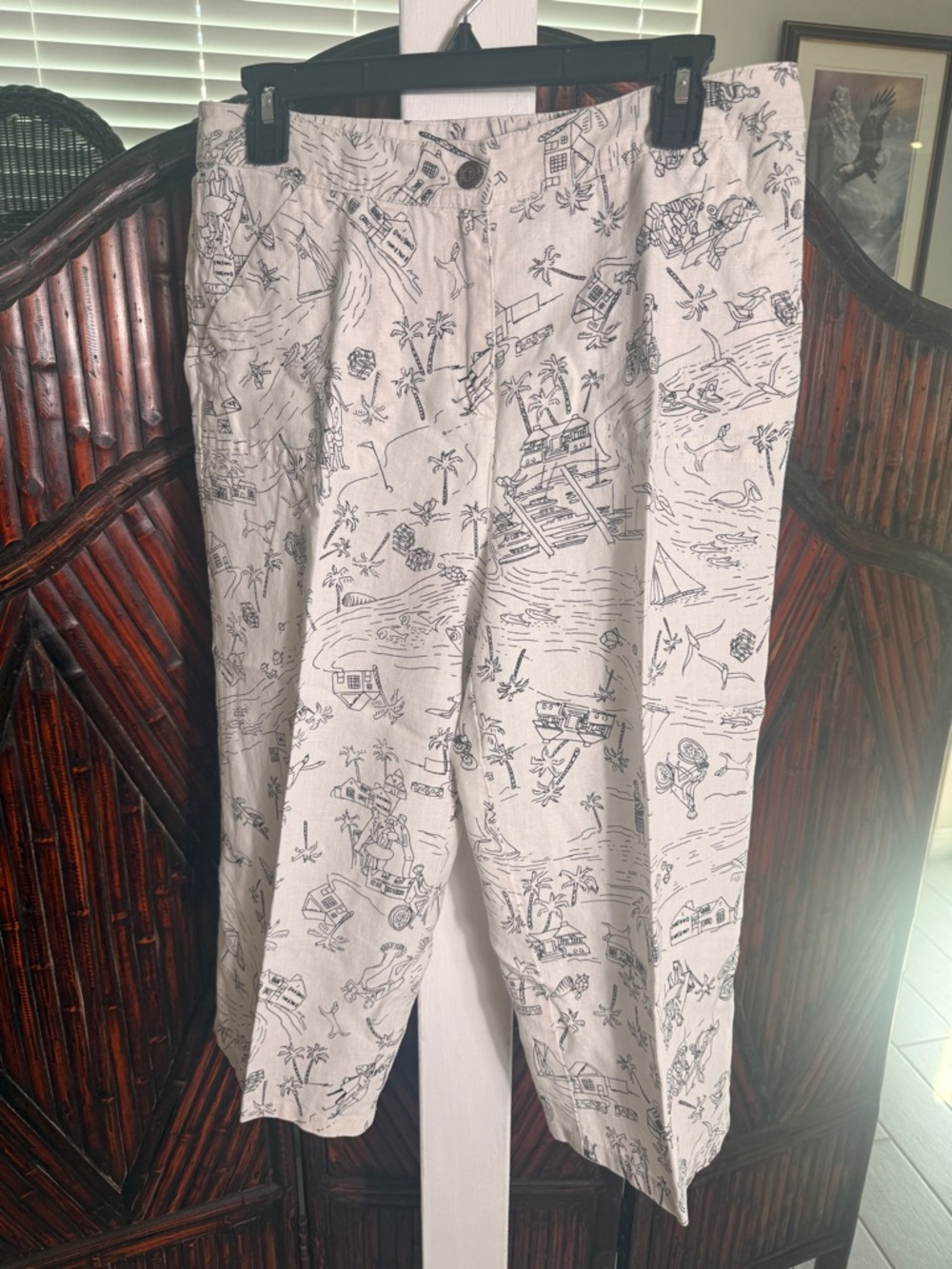Chico's Sanibel Island Print 100% Linen Beachy